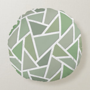 Olive green mosaic pattern round cushion
