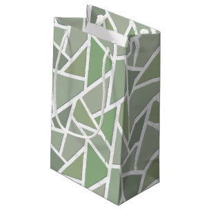Olive green mosaic pattern small gift bag
