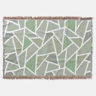 Olive green mosaic pattern throw blanket