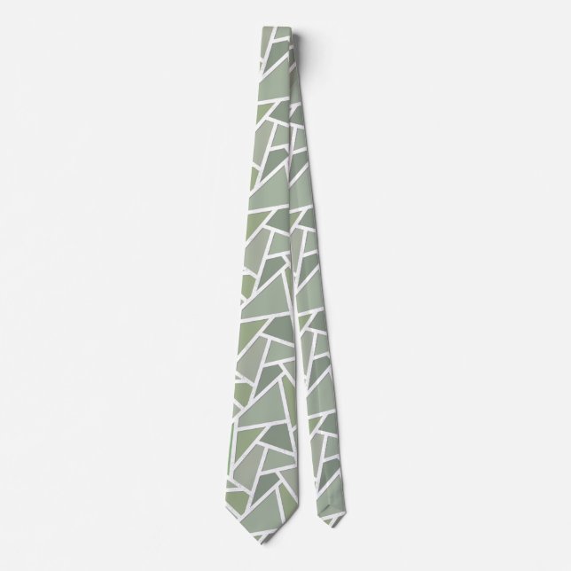Olive green mosaic pattern tie (Front)