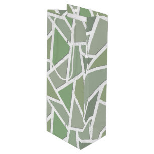 Olive green mosaic pattern wine gift bag