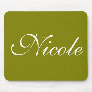 Olive Green Mousepad, Customized Name Mouse Mat