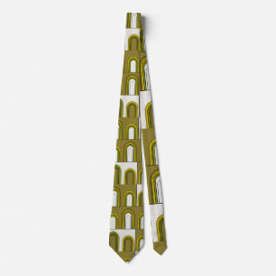 Olive Green Mustard Yellow Mid-Century Modern Tie