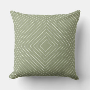 olive green Nested Thin White Squares Tribal Cushion