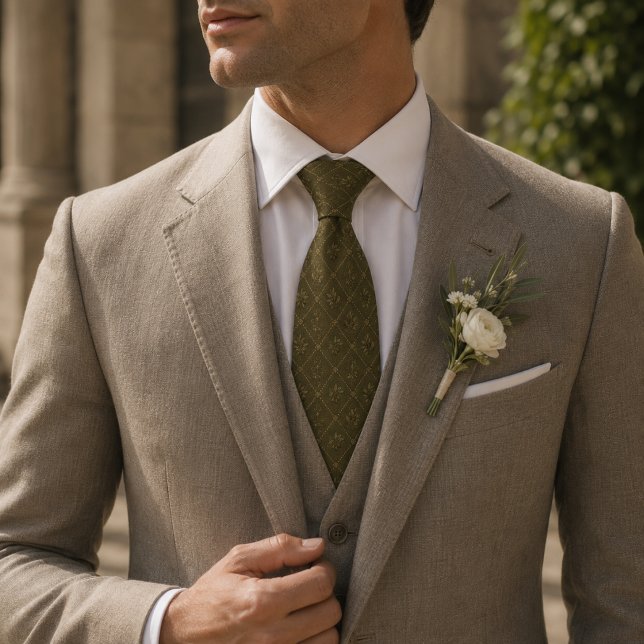 Olive Green Oak Leaf Tie (Creator Uploaded)