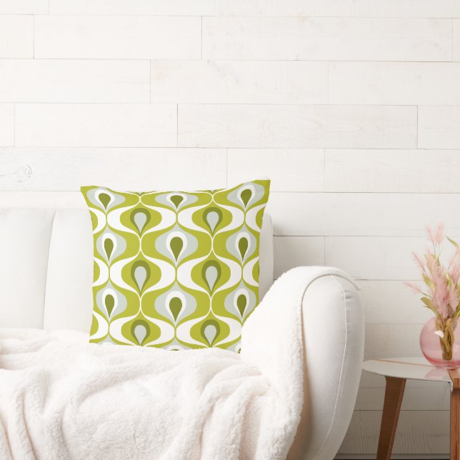 Olive Green Ogee oval Pattern Cushion (Couch)