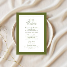 Olive Green Old Money Wedding Details Enclosure