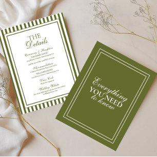 Olive Green Old Money Wedding Details Enclosure Card