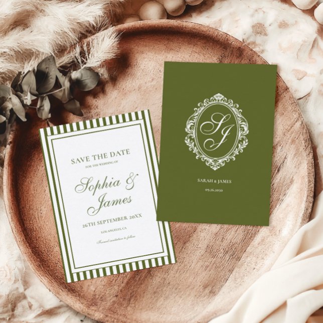 Olive Green Old Money Wedding Save the Date (Creator Uploaded)