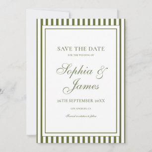 Olive Green Old Money Wedding Save the Date Invitation