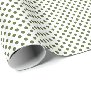 Olive Green on White Polka Dot Wrapping Paper
