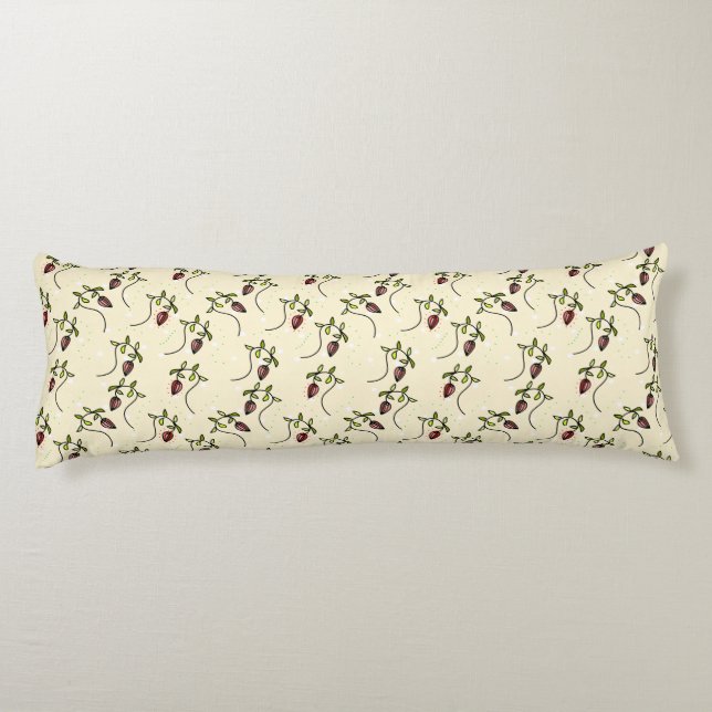 Olive green ornamental pattern body cushion (Back)