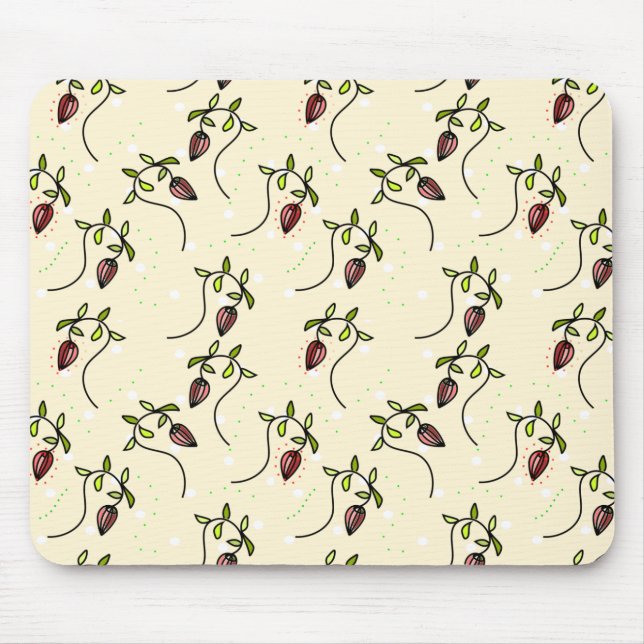 Olive green ornamental pattern mouse mat (Front)