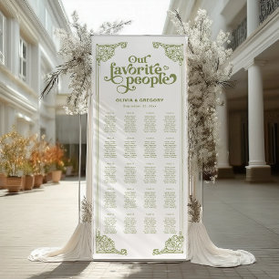 Olive Green Our Favourite People Seating Charts Retractable Banner