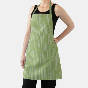 Olive Green Pale Stripes  Apron