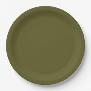 Olive green paper plate