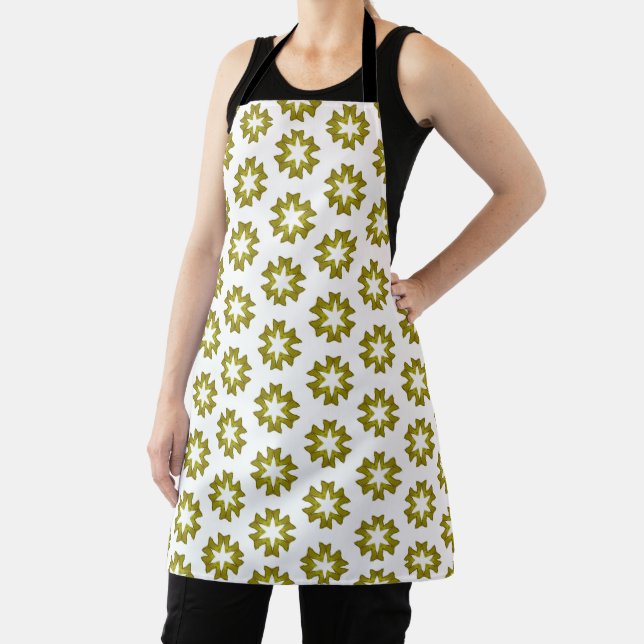 Olive Green Pattern Apron (Insitu)