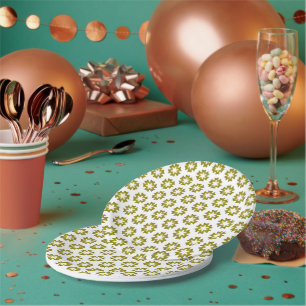 Olive Green Pattern Paper Plate