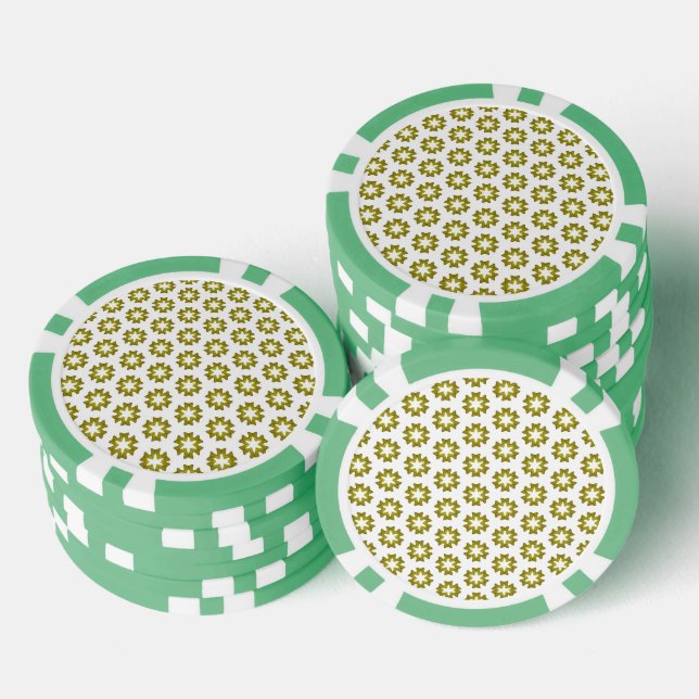 Olive Green Pattern Poker Chips (Stack)