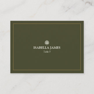 Olive Green Peacock Palm Wedding Place Card