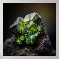 Olive Green Peridot Inspired Crystal Cluster