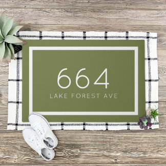 Olive Green Personalised Address Number Doormat