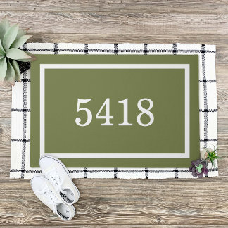 Olive Green Personalised Address Number Doormat