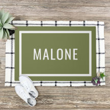 Olive Green Personalised Family Name Doormat