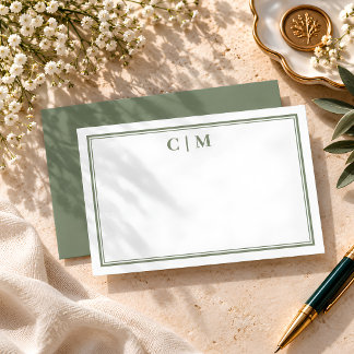 Olive Green Personalised Initials Card