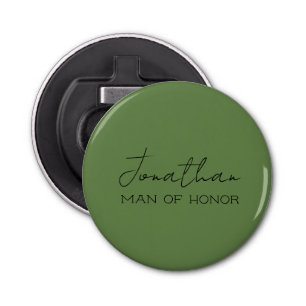 Olive Green Personalised Man of Honour  Bottle Opener