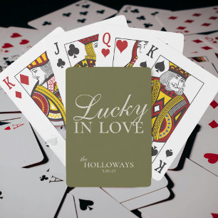 Olive Green Personalised Wedding Guest Book Playing Cards