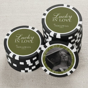 Olive Green Personalized Wedding Guest Book Poker Chips