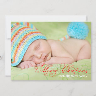 Olive Green Photo Christmas Holiday Card