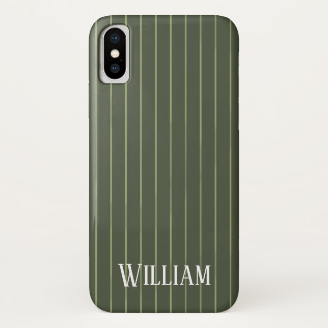 Olive green pinstripes Case-Mate iPhone case (Back)