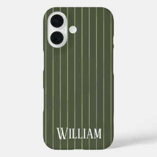Olive green pinstripes iPhone 16 case