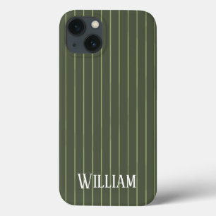 Olive green pinstripes Case-Mate iPhone case