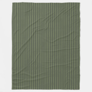 Olive green pinstripes fleece blanket