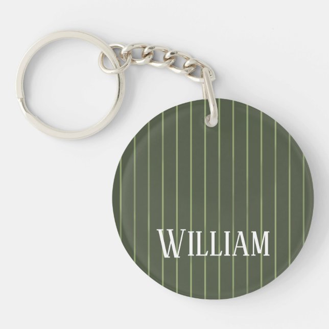 Olive green pinstripes key ring (Front)