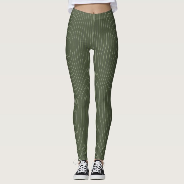 Olive green pinstripes leggings (Front)
