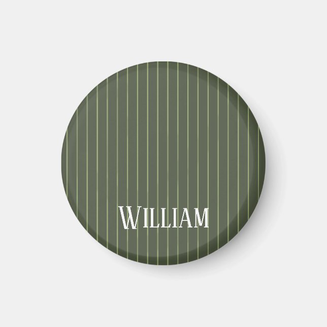 Olive green pinstripes magnet (Front)