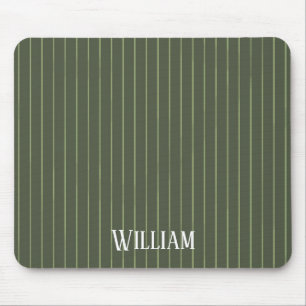 Olive green pinstripes mouse mat