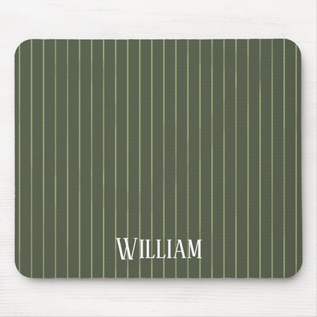 Olive green pinstripes mouse mat (Front)