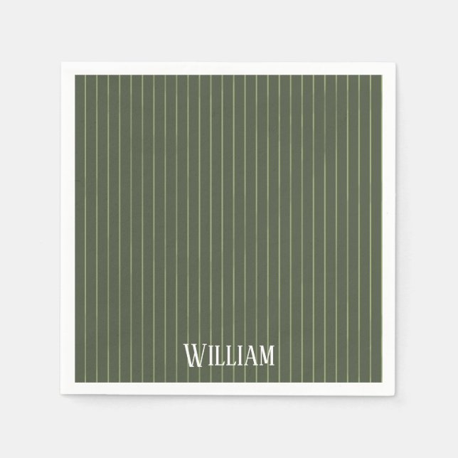 Olive green pinstripes napkin (Front)