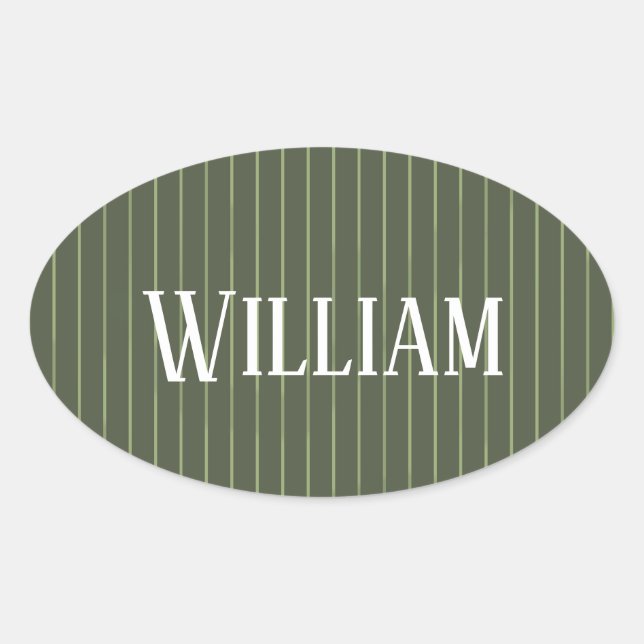 Olive green pinstripes oval sticker (Front)