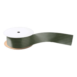 Olive green pinstripes satin ribbon