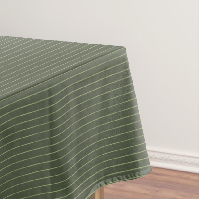 Olive green pinstripes tablecloth (In Situ)