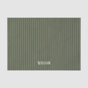 Olive green pinstripes tissue paper