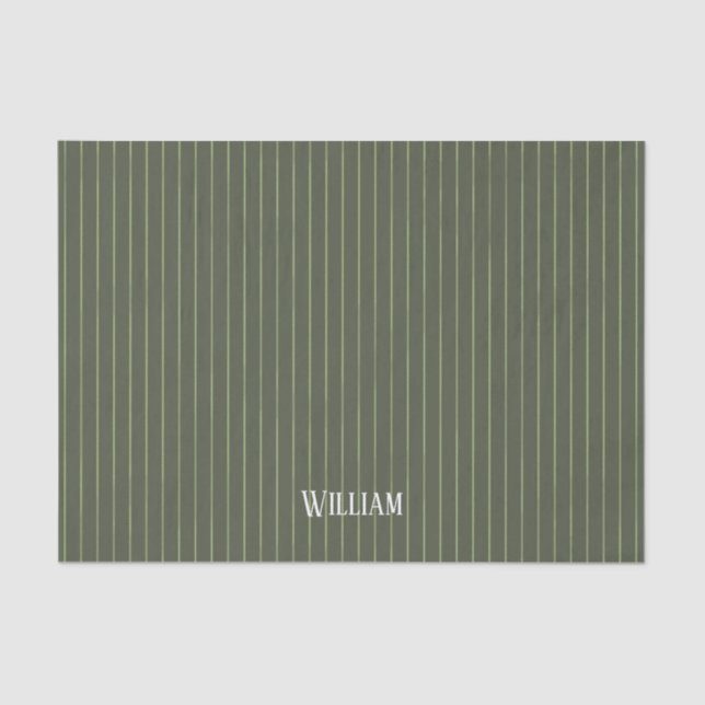 Olive green pinstripes tissue paper (Front)