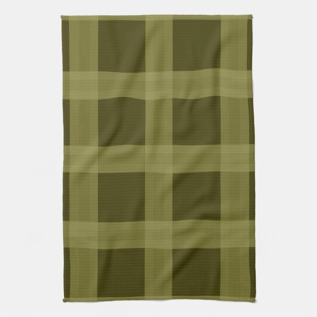 Olive Green Plaid Kitchen Towels (Vertical)