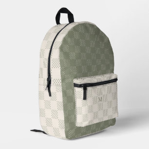 Olive Green Polka-Dot Printed Backpack